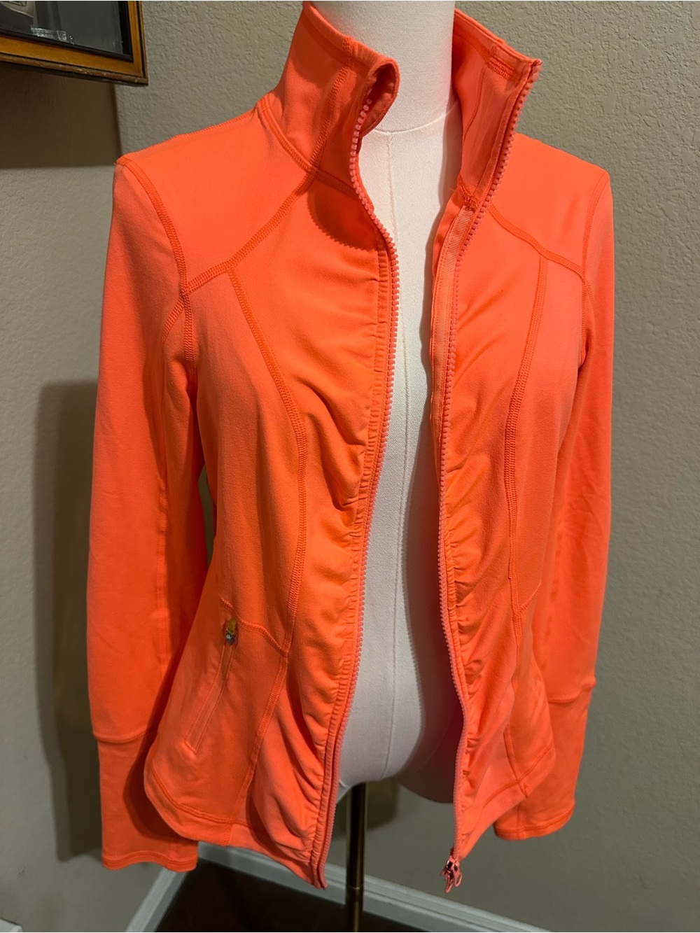 Zella Neon Coral Full-Zip athletic jacket Size am running workout